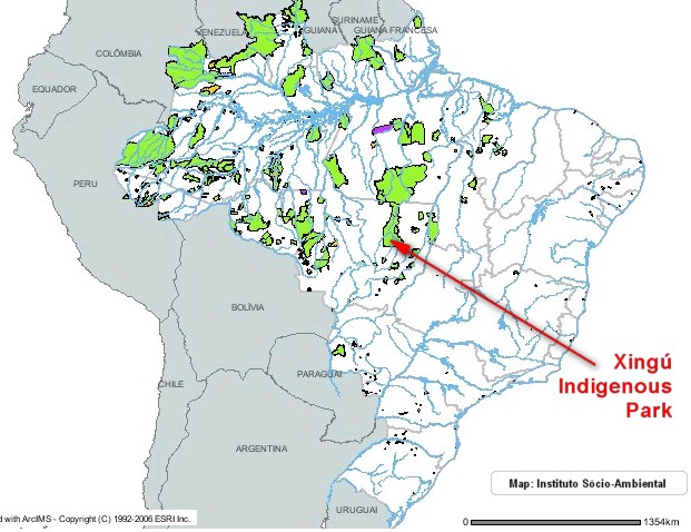 Location of the Xingú Park in Brazil