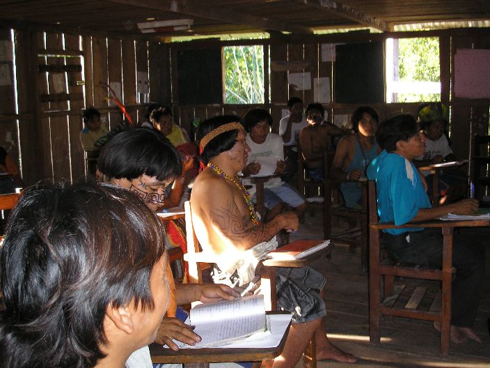 Cashinahua teachers and agroforestry agents participating in a linguistic workshop (2)
