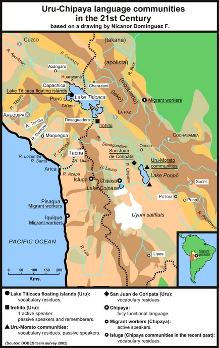 map of uru chipaya communities