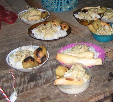 Food prepared for a small celebration